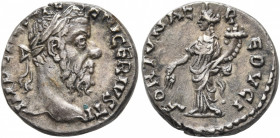 Pescennius Niger, 193-194. Denarius (Silver, 17 mm, 3.41 g, 6 h), Antioch. IMP CAES C PESC NIGER IVSTI Laureate head of Pescennius Niger to right. Rev...