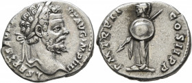 Septimius Severus, 193-211. Denarius (Silver, 18 mm, 2.94 g, 6 h), Rome, 195. L SEPT SEV PERT AVG IMP V Laureate head of Septimius Severus to right. R...