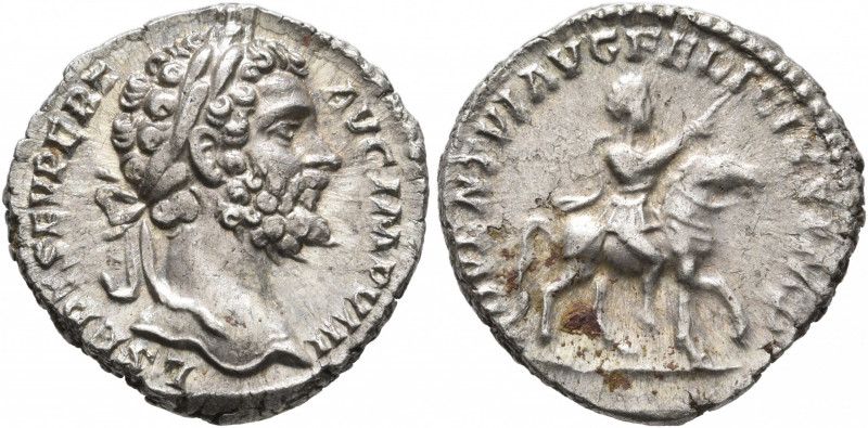 Septimius Severus, 193-211. Denarius (Silver, 17 mm, 3.57 g, 12 h), Rome, 196-19...