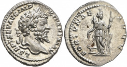 Septimius Severus, 193-211. Denarius (Silver, 19 mm, 3.51 g, 6 h), Rome, 198-202. L SEPT SEV AVG IMP XI PART MAX Laureate head of Septimius Severus to...