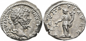 Septimius Severus, 193-211. Denarius (Silver, 18 mm, 3.47 g, 12 h), Rome, 199-200. L SEPT SEV AVG IMP XI PART MAX Laureate head of Septimius Severus t...