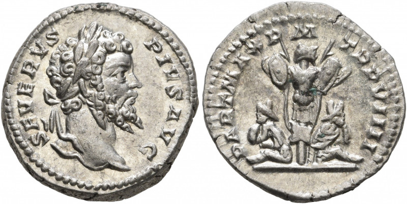 Septimius Severus, 193-211. Denarius (Silver, 18 mm, 3.39 g, 7 h), Rome, 201. SE...