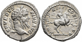 Septimius Severus, 193-211. Denarius (Silver, 20 mm, 3.31 g, 6 h), Rome, 206. SEVERVS PIVS AVG Laureate head of Septimius Severus to right. Rev. P M T...