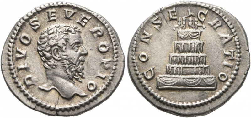 Divus Septimius Severus, died 211. Denarius (Silver, 20 mm, 3.35 g, 7 h), Rome, ...