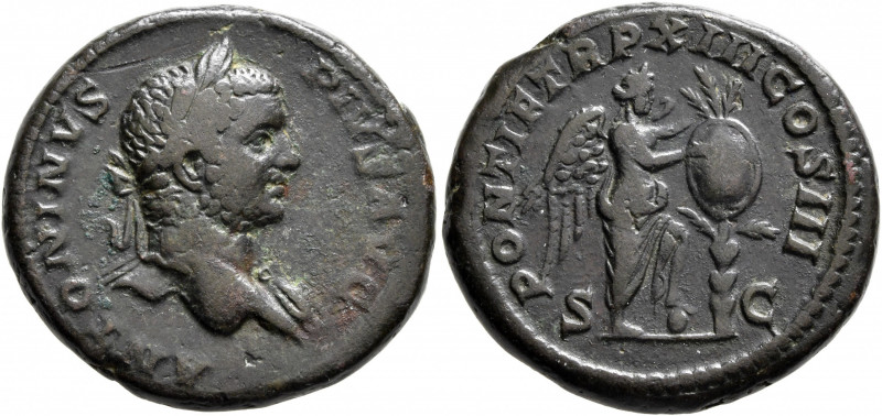 Caracalla, 198-217. As (Copper, 25 mm, 12.21 g, 11 h), Rome, 210. ANTONINVS PIVS...