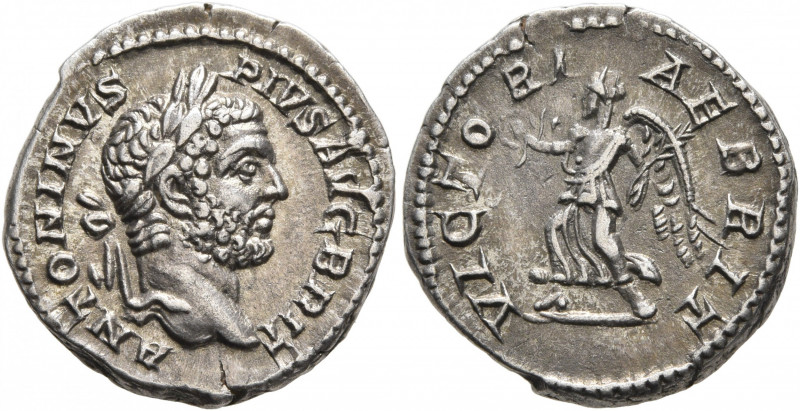 Caracalla, 198-217. Denarius (Silver, 19 mm, 3.32 g, 7 h), Rome, 210-211. ANTONI...