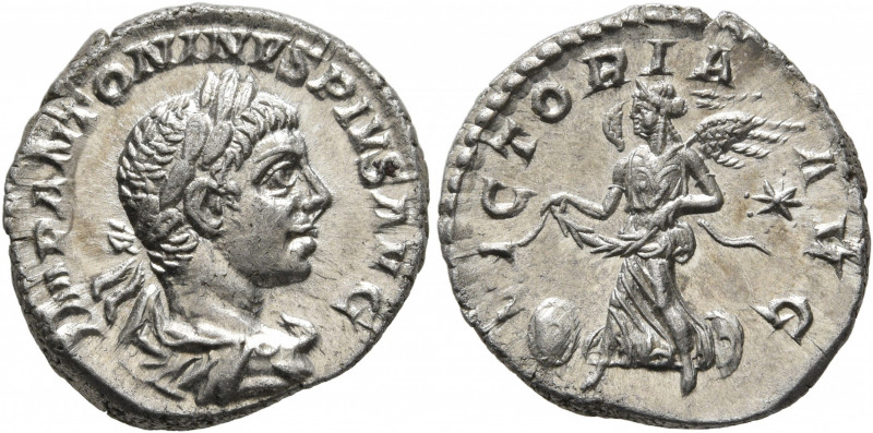 Elagabalus, 218-222. Denarius (Silver, 18 mm, 3.11 g, 12 h), Rome, 221. IMP ANTO...