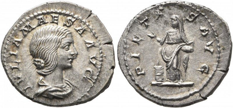 Julia Maesa, Augusta, 218-224/5. Denarius (Silver, 20 mm, 3.19 g, 6 h), Rome. IV...