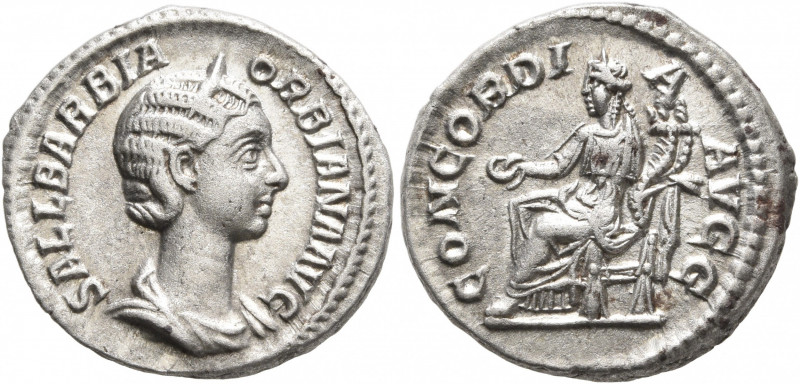 Orbiana, Augusta, 225-227. Denarius (Silver, 19 mm, 3.61 g, 12 h), Rome, 225. SA...