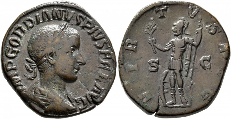 Gordian III, 238-244. Sestertius (Orichalcum, 29 mm, 17.21 g, 1 h), Rome, 240. I...