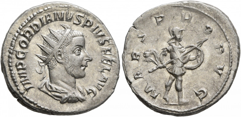 Gordian III, 238-244. Antoninianus (Silver, 22 mm, 4.92 g, 6 h), Rome, 244. IMP ...