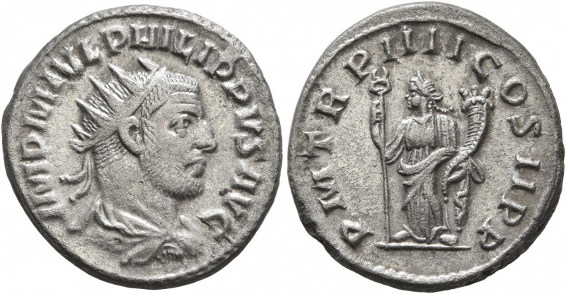 Philip I, 244-249. Antoninianus (Silver, 20 mm, 4.26 g, 6 h), Antiochia, 247-248...