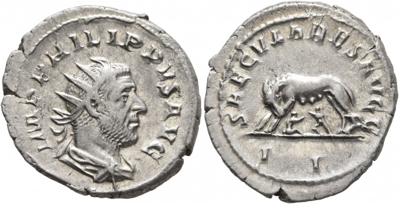 Philip I, 244-249. Antoninianus (Silver, 24 mm, 5.43 g, 1 h), Rome, 248. IMP PHI...