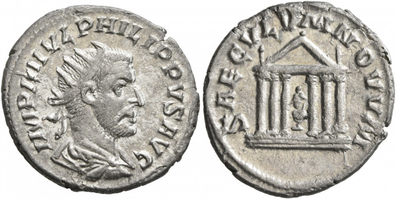 Philip I, 244-249. Antoninianus (Silver, 22 mm, 3.49 g, 7 h), Antiochia, 248-249...