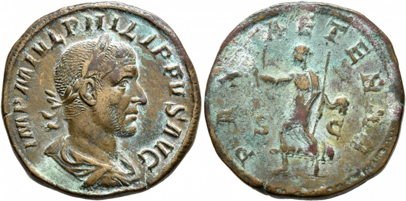 Philip I, 244-249. Sestertius (Orichalcum, 30 mm, 20.10 g, 12 h), Rome. IMP M IV...