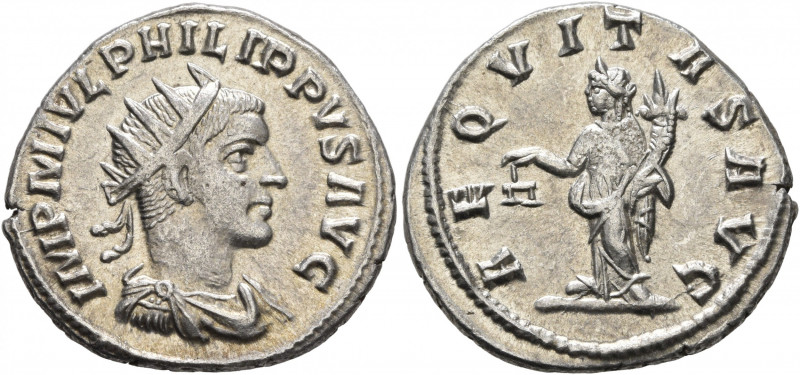 Philip II, 247-249. Antoninianus (Silver, 22 mm, 3.60 g, 12 h), Antiochia, 247. ...