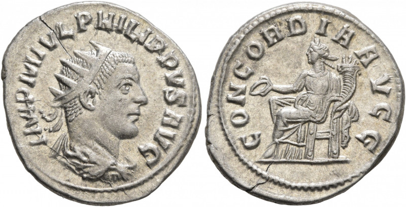 Philip II, 247-249. Antoninianus (Silver, 22 mm, 4.11 g, 6 h), Antiochia, 247-24...