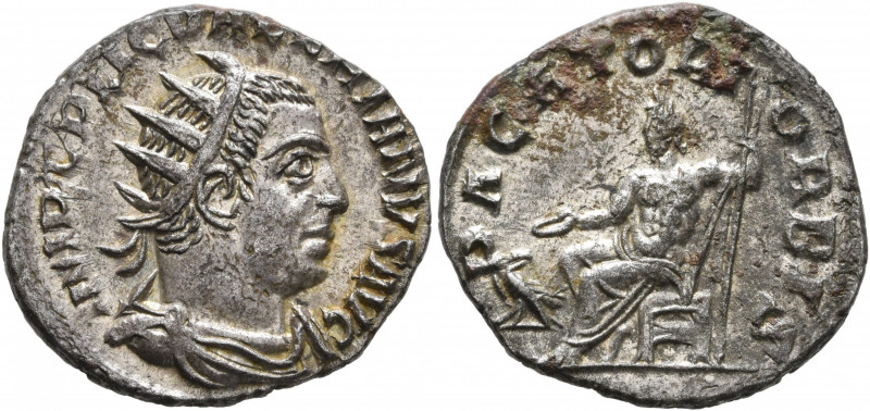 Valerian I, 253-260. Antoninianus (Silver, 21 mm, 3.18 g, 12 h), Antiochia, 255....