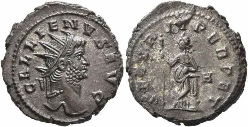 Gallienus, 253-268. Antoninianus (Silvered bronze, 22 mm, 6.06 g, 1 h), Rome, 26...