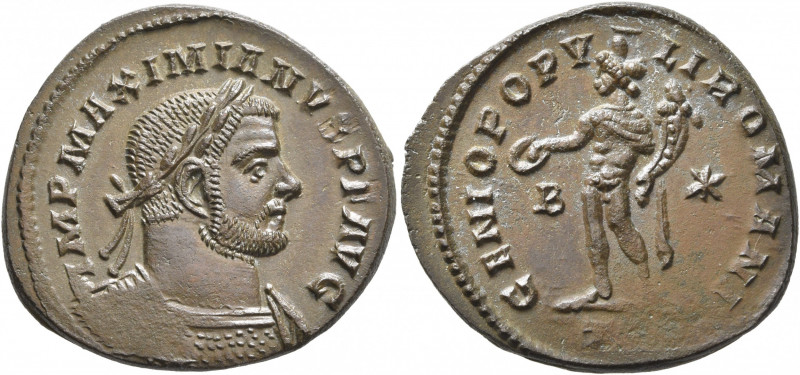 Maximianus, first reign, 286-305. Follis (Bronze, 27 mm, 8.22 g, 12 h), Treveri,...