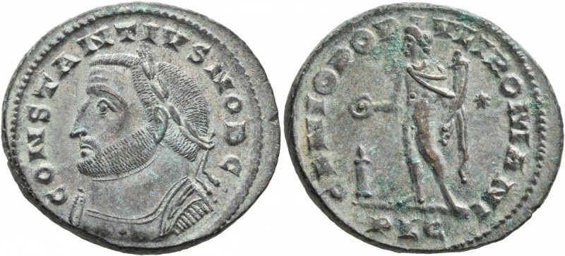 Constantius I, as Caesar, 293-305. Follis (Silvered bronze, 29 mm, 10.47 g, 11 h...