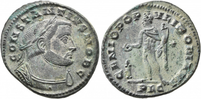 Constantius I, as Caesar, 293-305. Follis (Silvered bronze, 28 mm, 10.67 g, 6 h)...