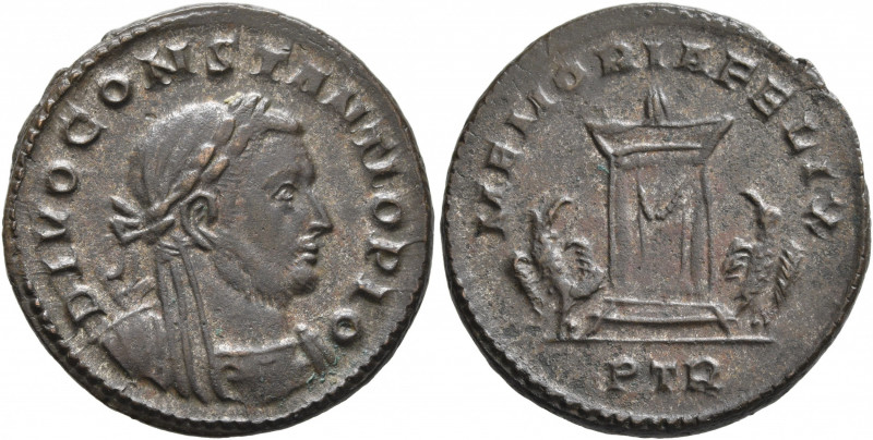 Divus Constantius I, died 306. Follis (Silvered bronze, 25 mm, 6.54 g, 12 h), Tr...