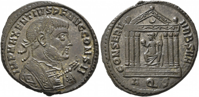 Maxentius, 307-312. Follis (Bronze, 25 mm, 6.06 g, 7 h), Aquileia, beginning of ...