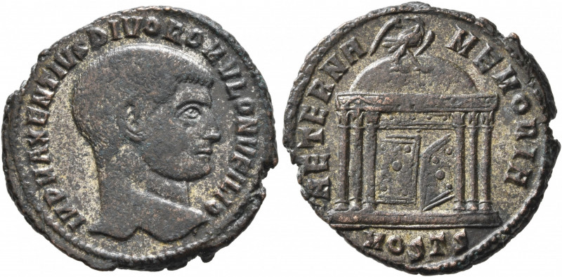 Divus Romulus, died 309. Follis (Silvered bronze, 24 mm, 5.91 g, 5 h), Ostia, be...