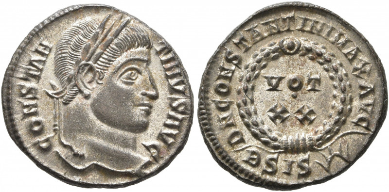 Constantine I, 307/310-337. Follis (Silvered bronze, 18 mm, 2.97 g, 12 h), Sisci...