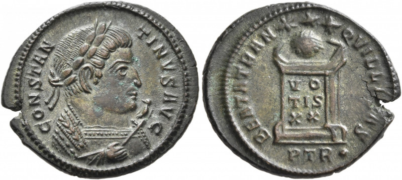 Constantine I, 307/310-337. Follis (Silvered bronze, 21 mm, 3.40 g, 12 h), Treve...