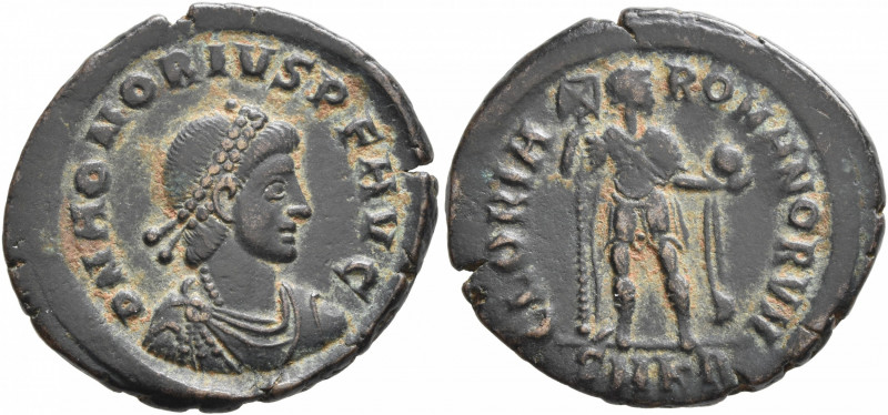 Honorius, 393-423. Maiorina (Bronze, 23 mm, 4.77 g, 1 h), Cyzicus, 392-395. D N ...