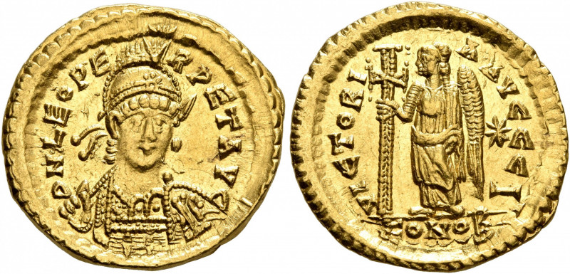 Leo I, 457-474. Solidus (Gold, 20 mm, 4.46 g, 5 h), Constantinopolis, circa 462 ...