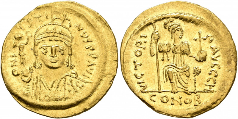 Justin II, 565-578. Solidus (Gold, 21 mm, 4.46 g, 6 h), Constantinopolis, 566/7-...