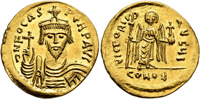 Phocas, 602-610. Solidus (Gold, 20 mm, 4.44 g, 7 h), Constantinopolis, 607-610. ...