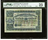Australia Commonwealth of Australia 5 Pounds ND (1913-18) Pick 5a R36 PMG Very Fine 25. Commonwealth Treasury notes from Australia are notoriously rar...