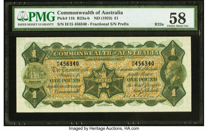 Australia Commonwealth Bank of Australia 1 Pound ND (1923) Pick 11b R23 PMG Choi...