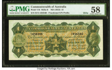 Australia Commonwealth Bank of Australia 1 Pound ND (1923) Pick 11b R23 PMG Choice About Unc 58. A gorgeous high grade example of this early note, whi...