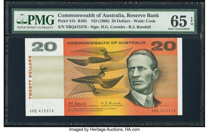 Australia Reserve Bank of Australia 20 Dollars ND (1968) Pick 41b R402 PMG Gem U...