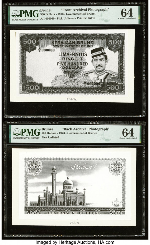 Brunei Government of Brunei 500 Dollars 1976 Pick UNL Front and Back Archival Pr...