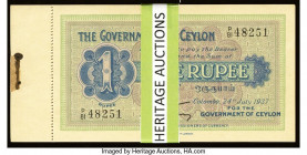 Ceylon Government of Ceylon 1 Rupee 24.7.1937 Pick 16c Original Booklet of 25 Notes Crisp Uncirculated (25). An interesting and desirable original boo...