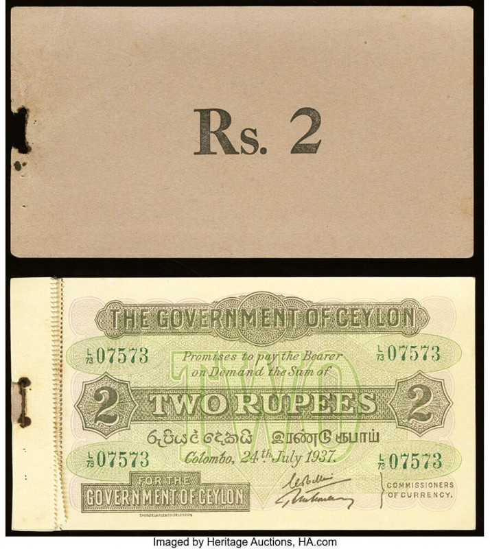 Ceylon Government of Ceylon 2 Rupees 24.7.1937 Pick 21b Three Consecutive Exampl...
