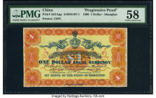 China Ningpo Commercial Bank, Limited, Shanghai 1 Dollar 22.1.1909 Pick A61App S/M#S107-1 Back Progressive Proof PMG Choice About Unc 58. Bold and ple...