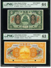 China Bank of China, Hankow 1; 5 Dollars or Yuan 9.1918 Pick 51gs; 52fs Two Specimen PMG Choice Uncirculated 64 EPQ; Choice Uncirculated 63. Two charm...