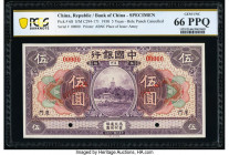 China Bank of China, Amoy 5 Yuan 10.1930 Pick 68s Specimen PCGS Banknote Gem UNC 66 PPQ. A beautiful Specimen, fresh and original, and scarce. Red ove...