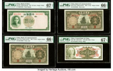 China Group Lot of 4 Examples PMG Superb Gem Unc 67 EPQ (2); Gem Uncirculated 66 EPQ (2). This lot includes the following Pick numbers: 81, 154a (2) a...