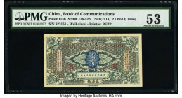 China Bank of Communications, Weihaiwei 2 Choh (Chiao) ND (1914) Pick 114h S/M#C126-52h PMG About Uncirculated 53. A very appealing low denomination, ...