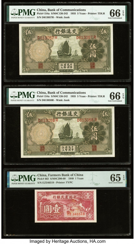 China Group Lot of 5 Examples PMG Gem Uncirculated 66 EPQ (3); Gem Uncirculated ...