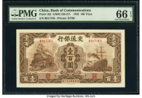 China Bank of Communications 100 Yuan 1942 Pick 165 S/M#C126-271 PMG Gem Uncirculated 66 EPQ. A key note in high grade, never available in quantity. T...