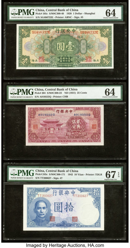 China Group Lot of 5 Examples PMG Superb Gem Unc 67 EPQ; Choice Uncirculated 64 ...
